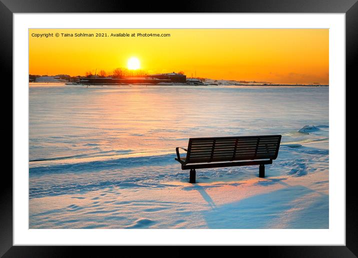 View To Winter Sunrise over Frozen Sea Framed Mounted Print by Taina Sohlman