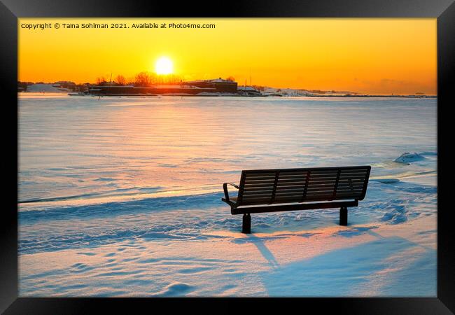 View To Winter Sunrise over Frozen Sea Framed Print by Taina Sohlman