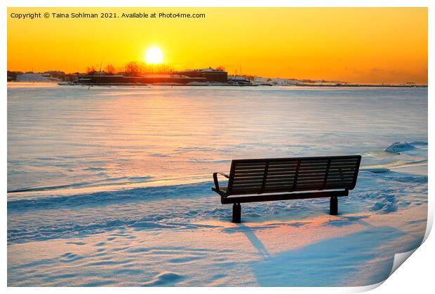View To Winter Sunrise over Frozen Sea Print by Taina Sohlman