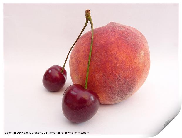 Cherries and Peach Print by Robert Gipson