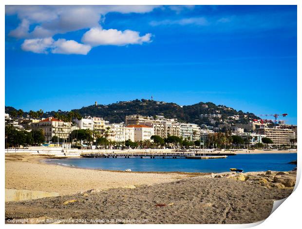 Cannes sea front Print by Ann Biddlecombe