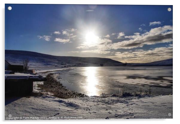 A frozen Tresta Voe, Shetland Acrylic by Terri Mackay