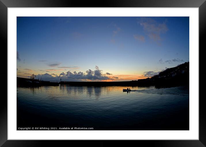 Reflection at dawn, Fishing boat going to from New Framed Mounted Print by Ed Whiting