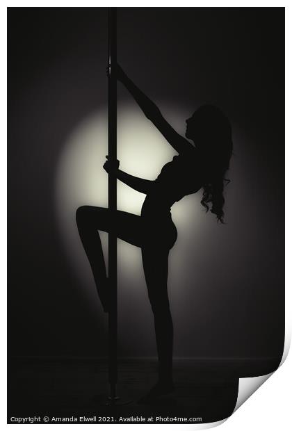 Silhouette Of Pole Dancer Print by Amanda Elwell