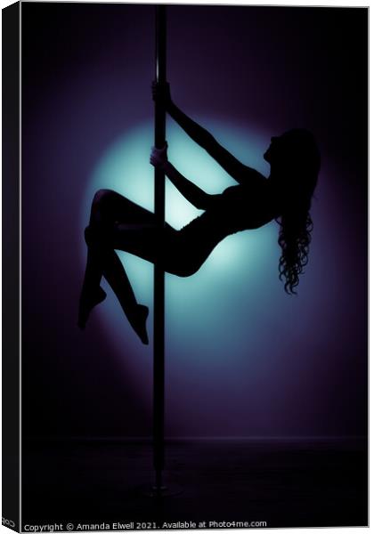 Silhouette Of Pole Dancer Canvas Print by Amanda Elwell