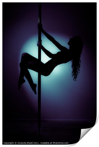 Silhouette Of Pole Dancer Print by Amanda Elwell