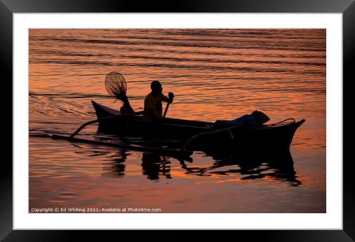 Bunka in sunset. Small hand built boat in Philippines. Framed Mounted Print by Ed Whiting