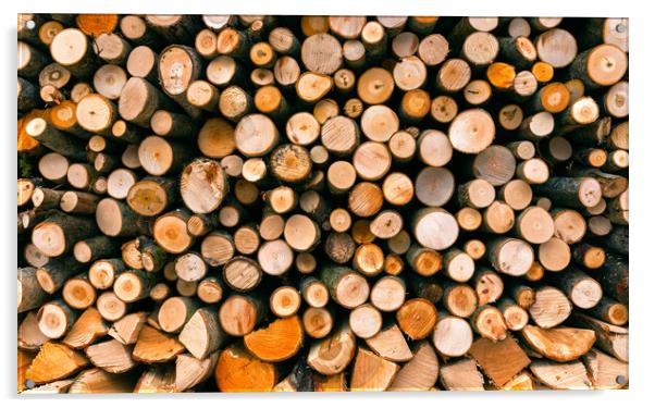 A Stack of Firewood Acrylic by Eirik Sørstrømmen