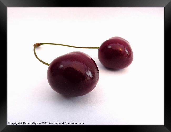 Cherries a pair Framed Print by Robert Gipson