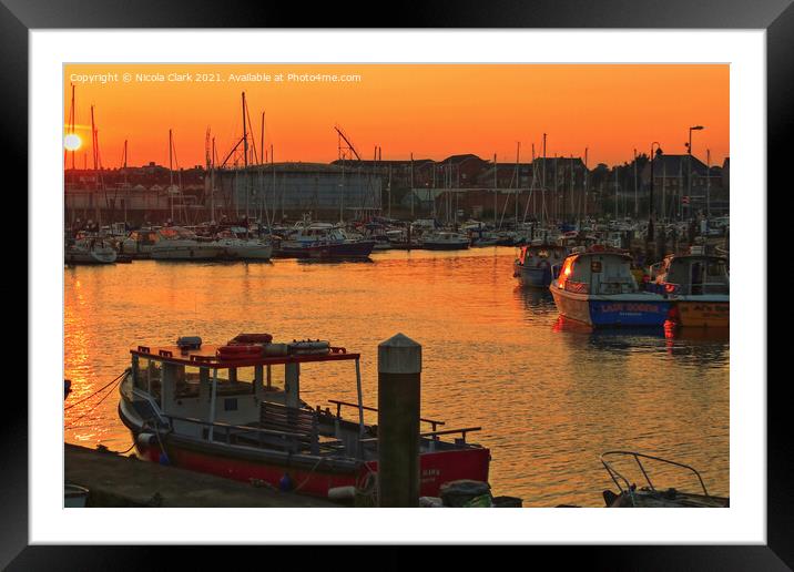 Majestic Sunset by the Marina Framed Mounted Print by Nicola Clark