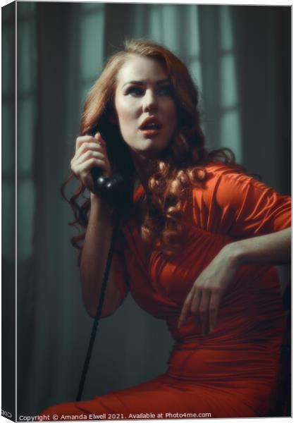 Woman On Telephone Canvas Print by Amanda Elwell