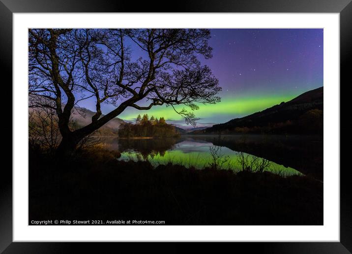 Aurora at Loch Chon, Trossachs Framed Mounted Print by Philip Stewart