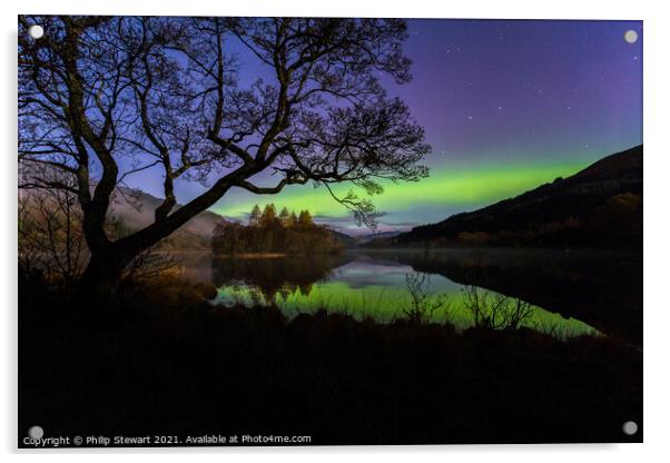 Aurora at Loch Chon, Trossachs Acrylic by Philip Stewart