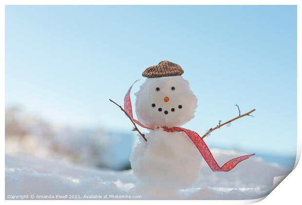 Happy Smiling Snowman  Print by Amanda Elwell