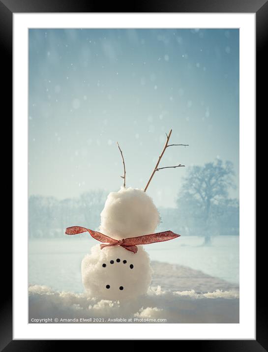 Upside Down Snowman Framed Mounted Print by Amanda Elwell