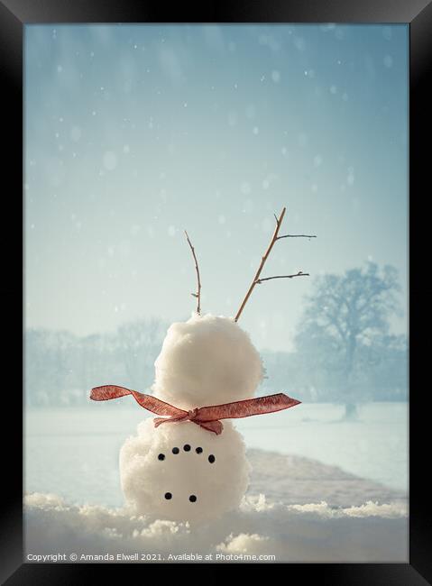 Upside Down Snowman Framed Print by Amanda Elwell