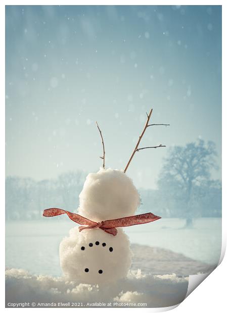 Upside Down Snowman Print by Amanda Elwell