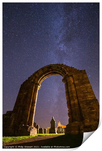 Night Sky at Coldingham Priory Print by Philip Stewart