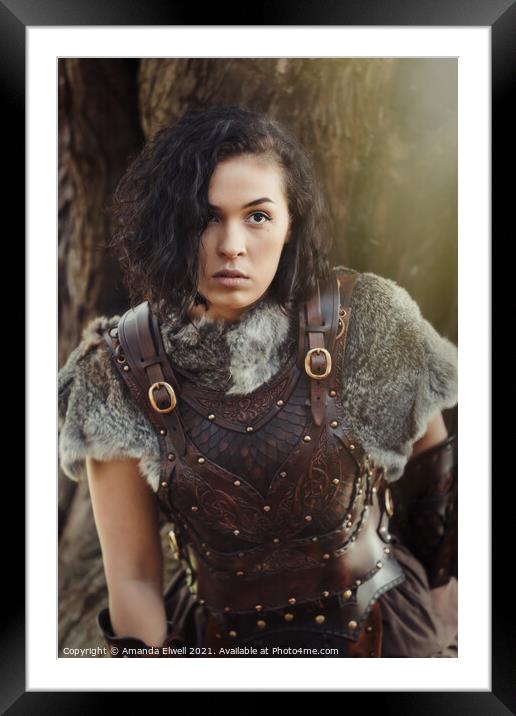 Portrait Of A Warrior Princess Framed Mounted Print by Amanda Elwell