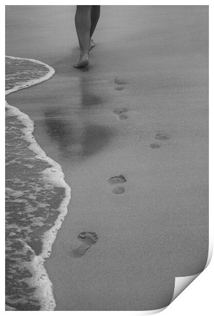 Footprints in the Sand Print by Roger Green