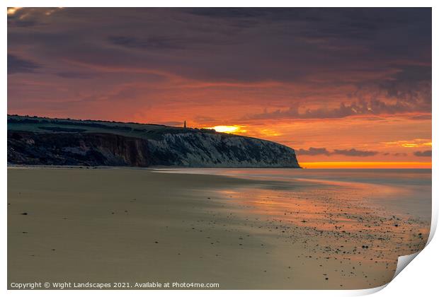 Dawn At Sandown Isle Of Wight Print by Wight Landscapes