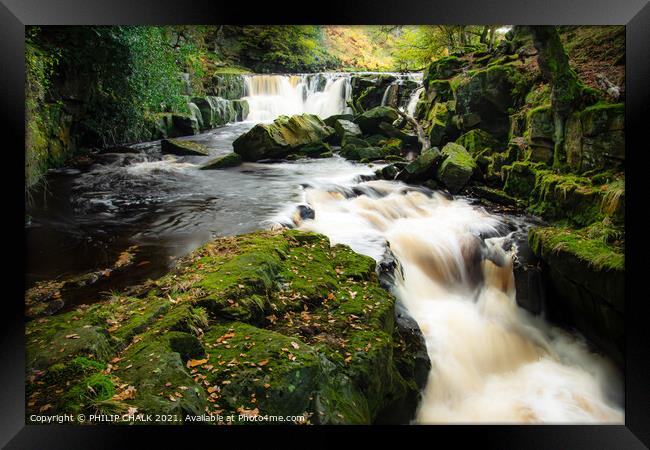 Nelly Ayre foss waterfalls  near Goathland in the yorkshire moors 200 Framed Print by PHILIP CHALK