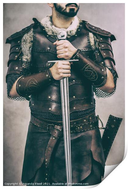 Medieval Cosplay Man With Sword Print by Amanda Elwell