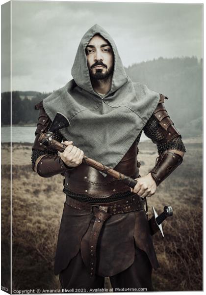 Medieval Cosplay Man With Axe Canvas Print by Amanda Elwell
