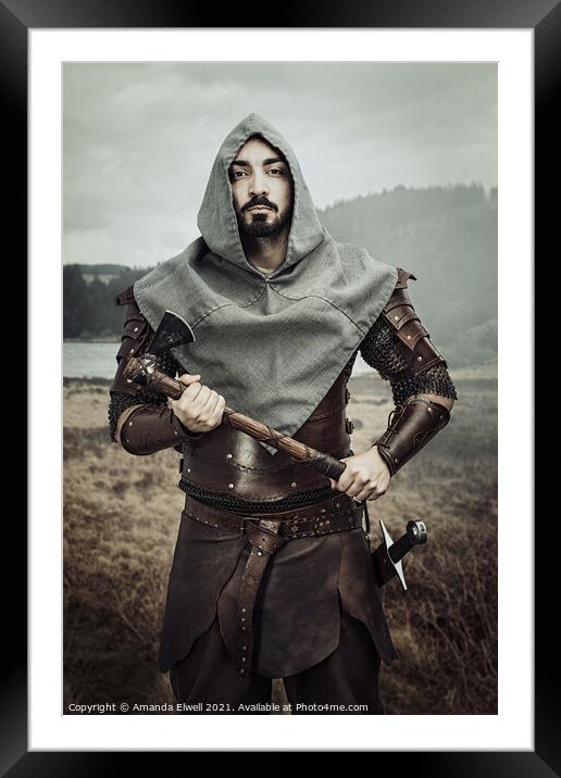 Medieval Cosplay Man With Axe Framed Mounted Print by Amanda Elwell