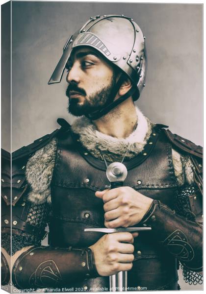 Medieval Man With Sword Canvas Print by Amanda Elwell
