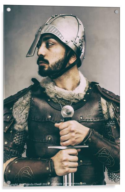 Medieval Man With Sword Acrylic by Amanda Elwell