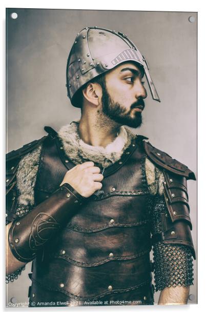 Medieval Man With Helmet Acrylic by Amanda Elwell