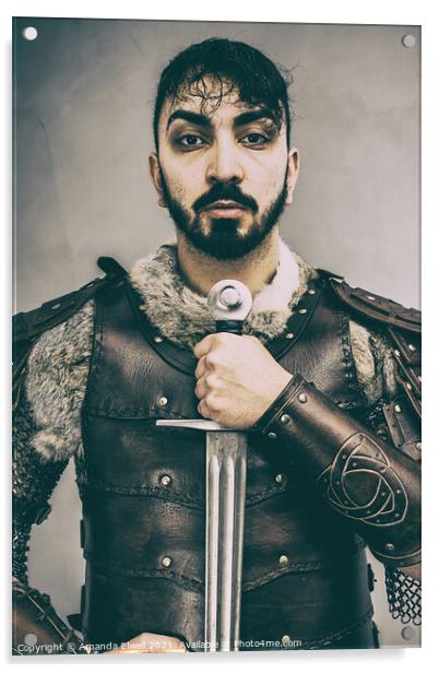 Medieval Man With Sword Acrylic by Amanda Elwell