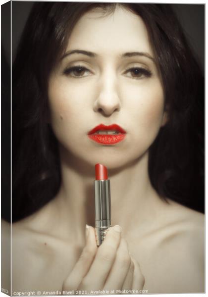 Red Lipstick Canvas Print by Amanda Elwell