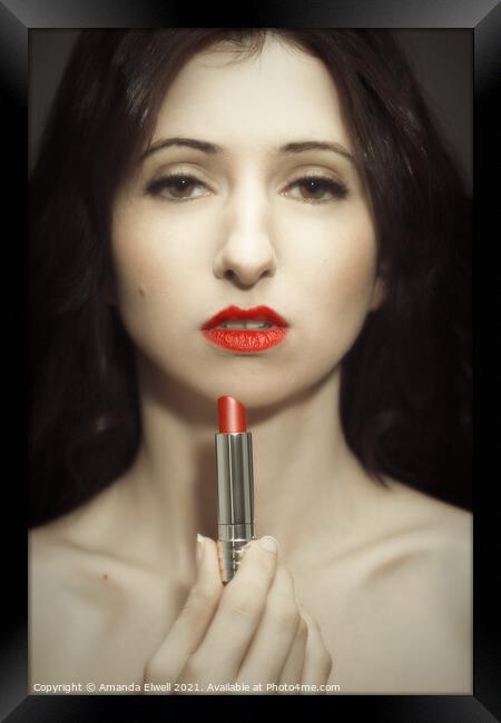 Red Lipstick Framed Print by Amanda Elwell