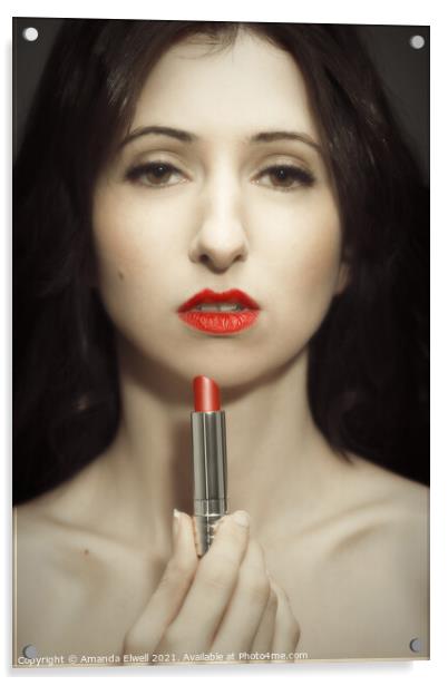 Red Lipstick Acrylic by Amanda Elwell