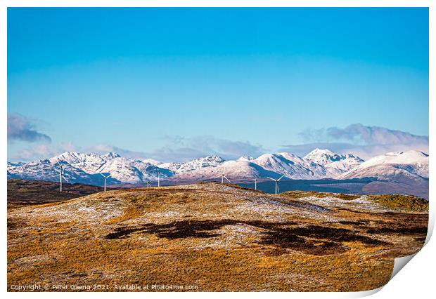 Snow covered hlls in Argyll and Bute  Print by Peter Gaeng