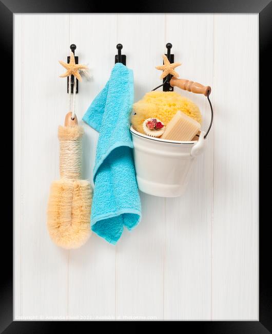 Bathroom Door Hooks Framed Print by Amanda Elwell