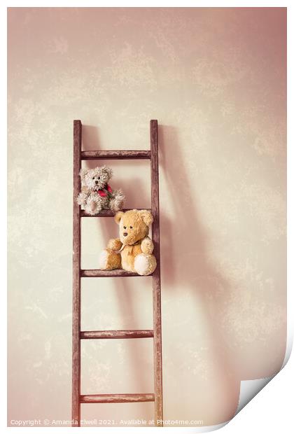 Two Little Teddy Bears Print by Amanda Elwell