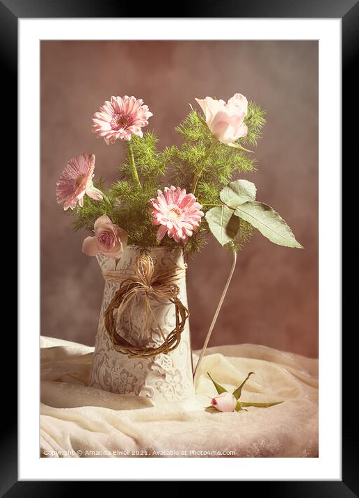Spring Flower Arrangement  Framed Mounted Print by Amanda Elwell