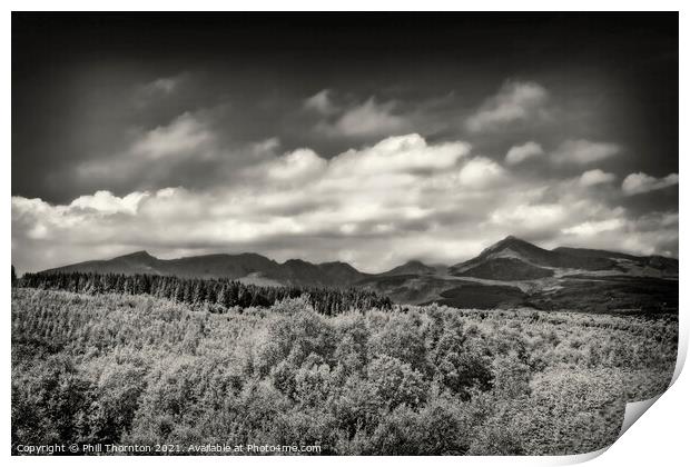 The Goatfell Mountain range, Isle of Arran. B&W Print by Phill Thornton