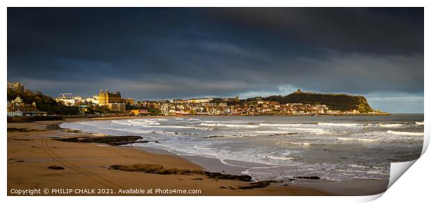 Scarborough panoramic sea front on a stormy day 20 Print by PHILIP CHALK