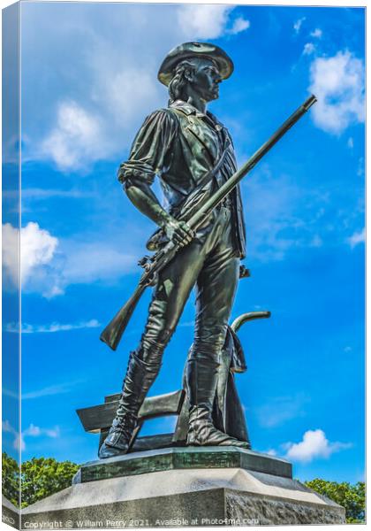 Minute Man Statue American Revloution Monument Concord Massachus Canvas Print by William Perry