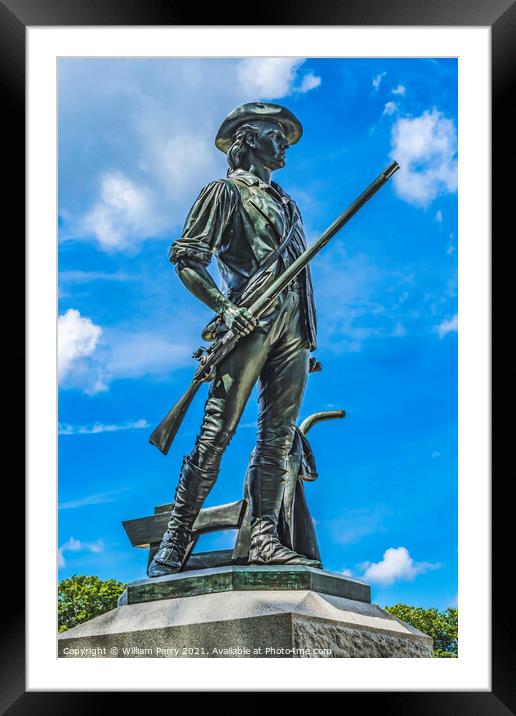Minute Man Statue American Revloution Monument Concord Massachus Framed Mounted Print by William Perry