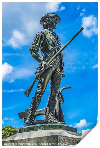 Minute Man Statue American Revloution Monument Concord Massachus Print by William Perry