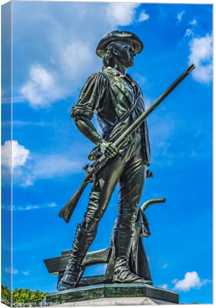 Minute Man Statue Old North Bridge American Revolution Monument  Canvas Print by William Perry