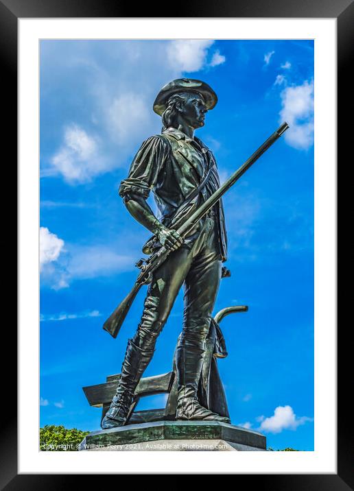 Minute Man Statue Old North Bridge American Revolution Monument  Framed Mounted Print by William Perry