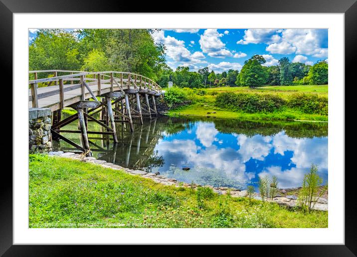 Old North Bridge Concord River Minute Man Statue Concord Massach Framed Mounted Print by William Perry