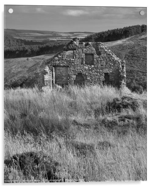 Stone Cottage Ruin on Cairn O'Mount Road  Acrylic by Bernard Rose Photography