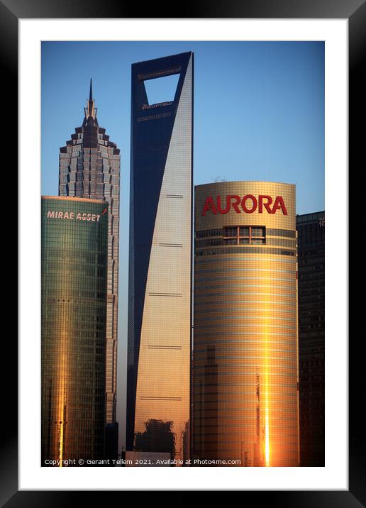 Shanghai World Financial Centre and surrounding buildings, China Framed Mounted Print by Geraint Tellem ARPS